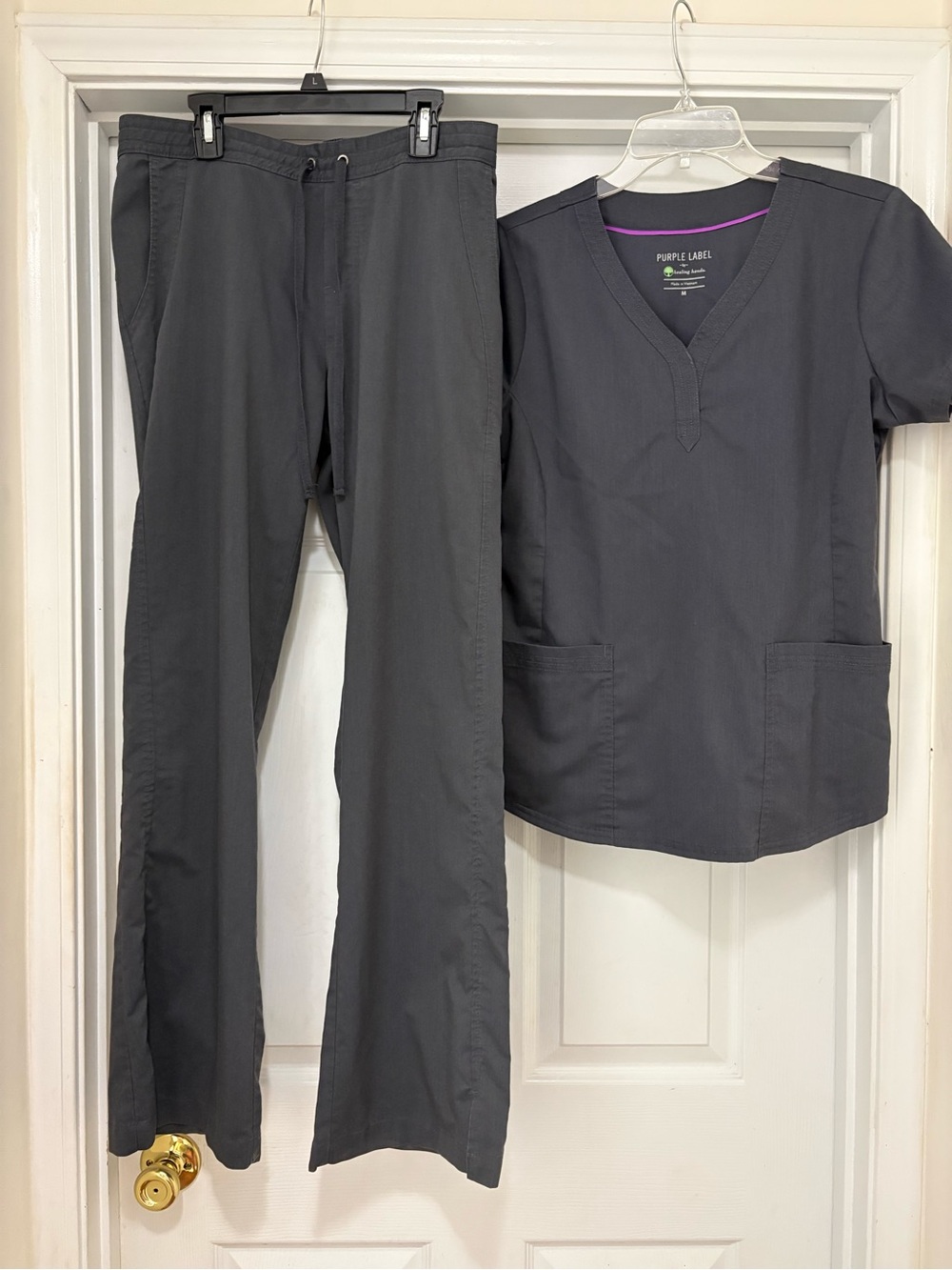 Purple Label by Healing Hands gray scrub set